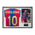 Ronaldinho Signed FC Barcelona Shirt Classic Frame