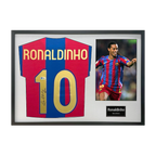 Ronaldinho Signed FC Barcelona Shirt Classic Frame