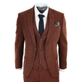 281-02 - Men's Camel 3 Piece Tweed Suit Herringbone Wool Fit