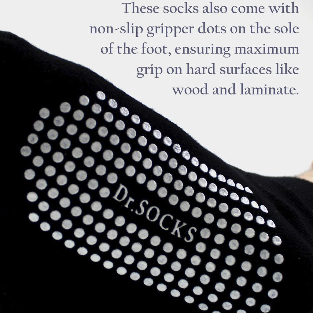 4 Pack Short Bamboo Diabetic Socks With Grips for Men and Women