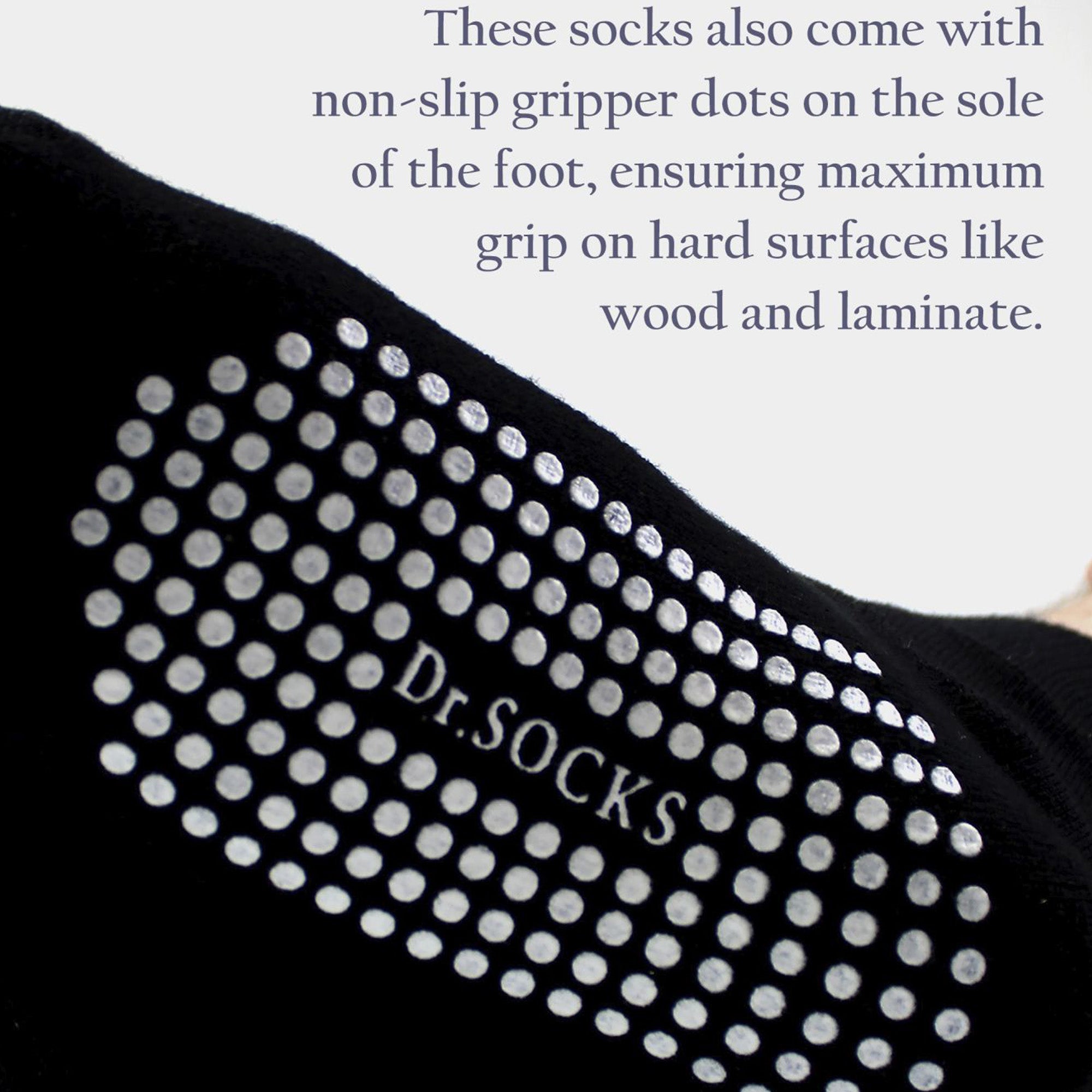 4 Pack Short Bamboo Diabetic Socks With Grips for Men and Women