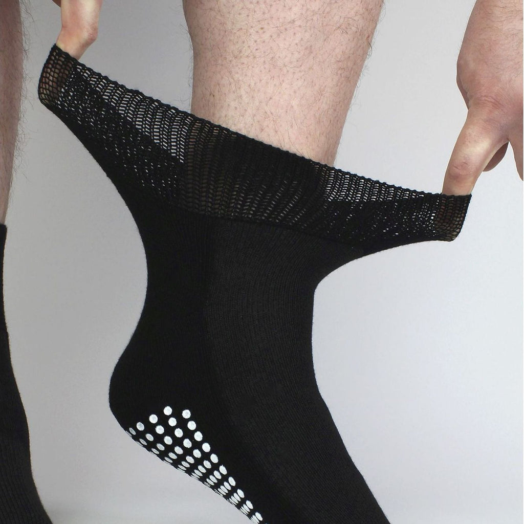 4 Pack Short Bamboo Diabetic Socks With Grips for Men and Women