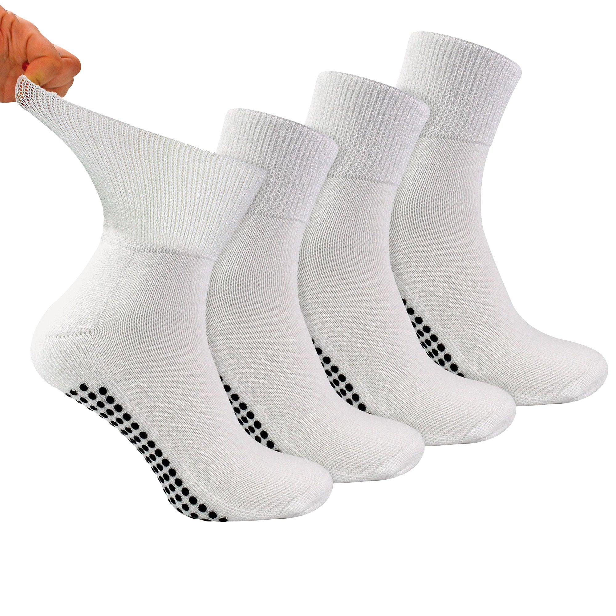 4 Pack Short Bamboo Diabetic Socks With Grips for Men and Women