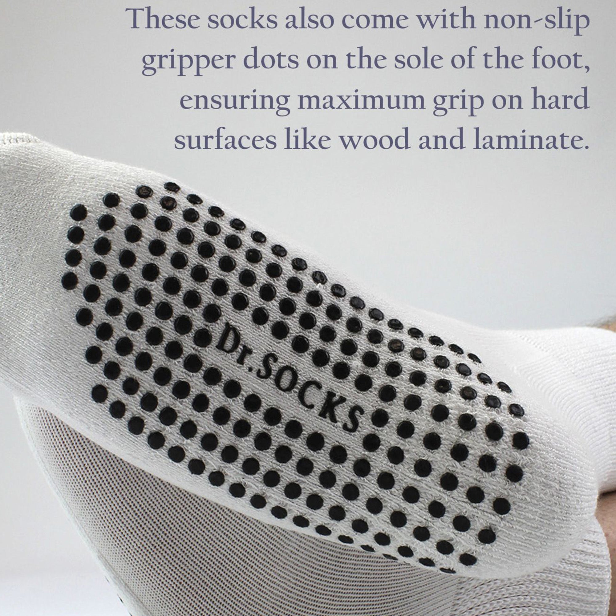 4 Pack Short Bamboo Diabetic Socks With Grips for Men and Women