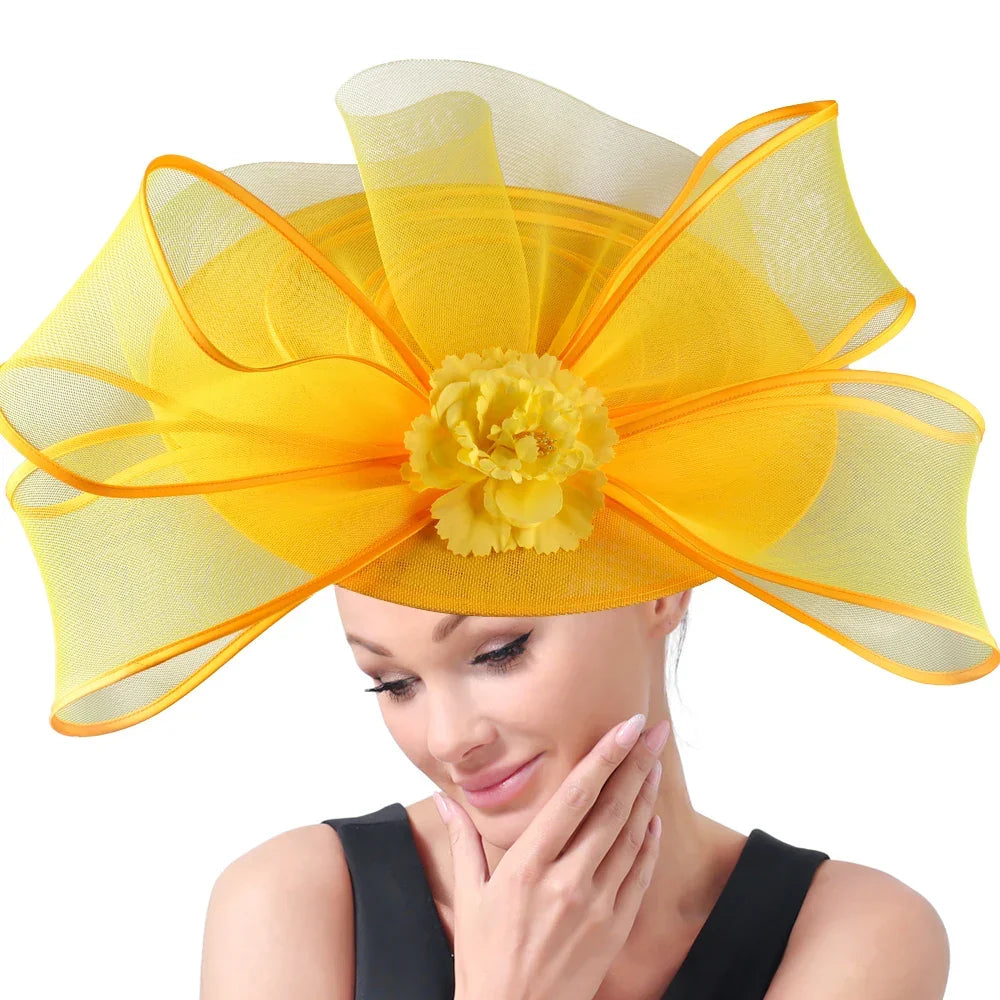 Elegant Wedding Big Size Fascinator Hat Women Flower Multimodal Hair Top Clips