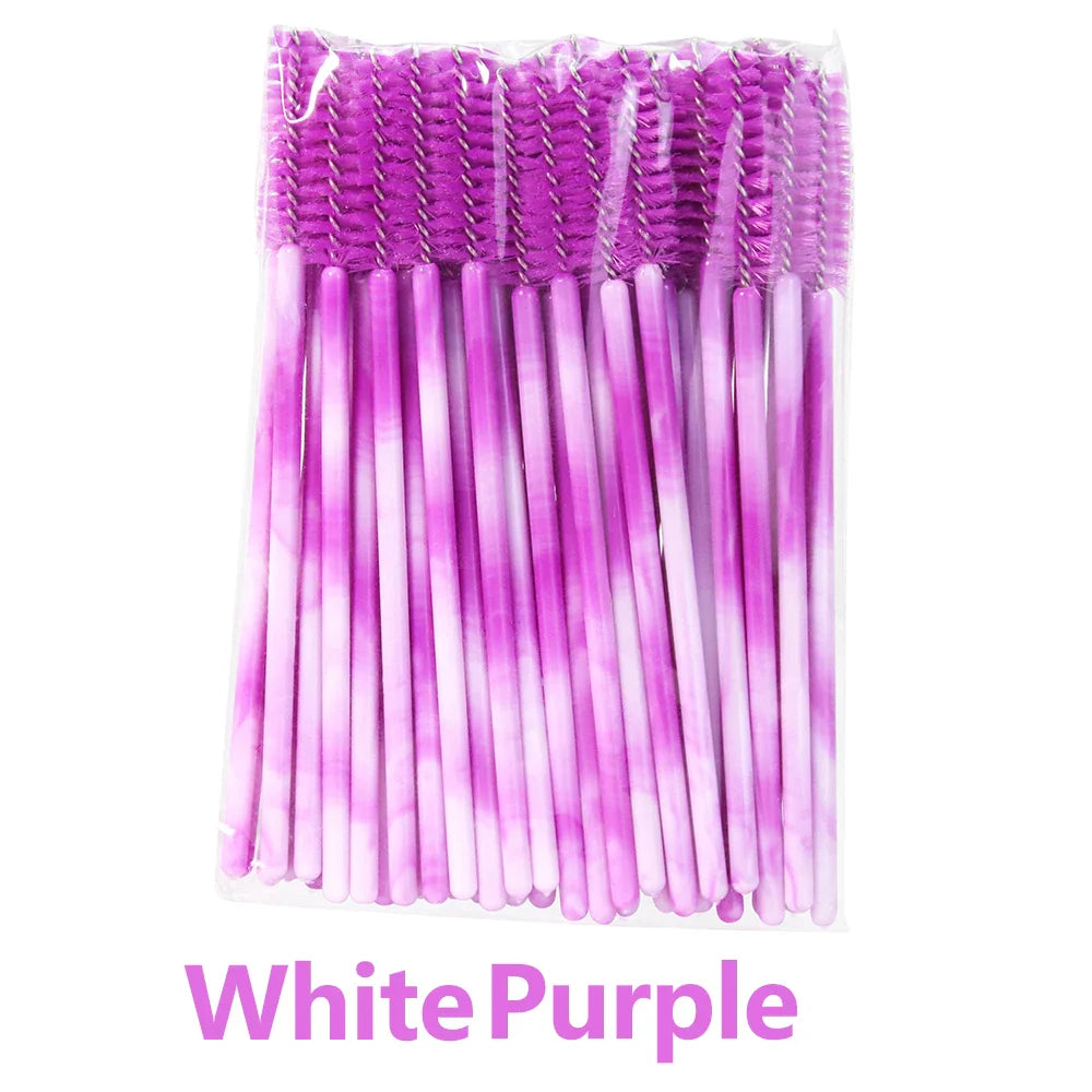 ANNAFRIS 50Pcs  Disposable Eyelash  Brush Soft Head Crystal Eyebrow Brush Lash Extension Brush  Mascara Wand Makeup Tool