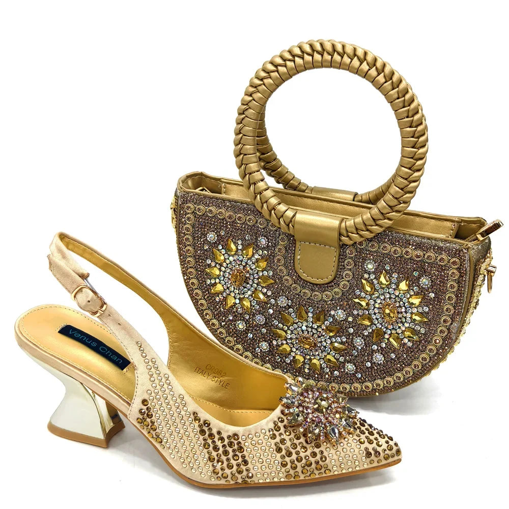 2024 Nigerian Design Evening Party Shoes And Bag Set Lucky Star Bag With