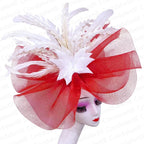 Kentucky Derby Big Fascinator Hat Women Wedding Elegant Feather Pillbox Cap