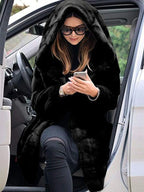 Women's Faux Fur Over Size Windbreaker Hooded Jackets