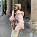 Short Parkas Women Streetwear Cropped Down Coat Korean Sweet Puffer Jacket