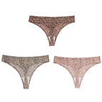 Giczi 3PCS/Set Women's Panties Fashion Leopard Thongs Woman Seamless Underwear Sexy Lingerie Breathable Cozy G-String Hot T-Back
