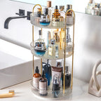 360 Degree Rotating Makeup Organizer Light Luxury Skincare Holder Rack Versatile Space-Saving for Dressing Table Washing Table