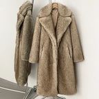 High Quality Long Length Woolen Faux Fur Coat Women's Autumn Winter Elegant Tailored Collar Jacket Non-Mink Fur Coats