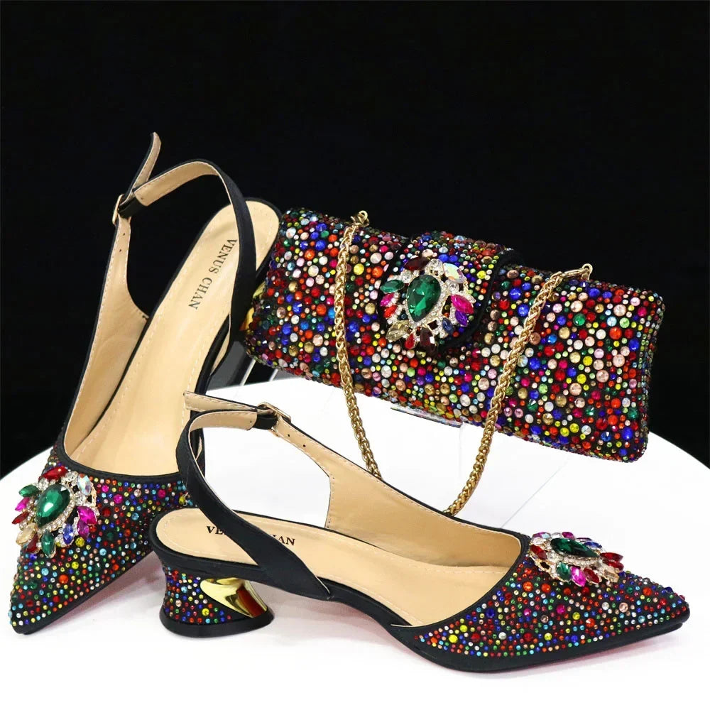 Italian Hollow Design Women's Shoes And Matching Bag