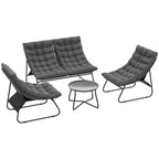 Outsunny 4 PC Garden Furniture Set with Loveseat, Chairs, Table