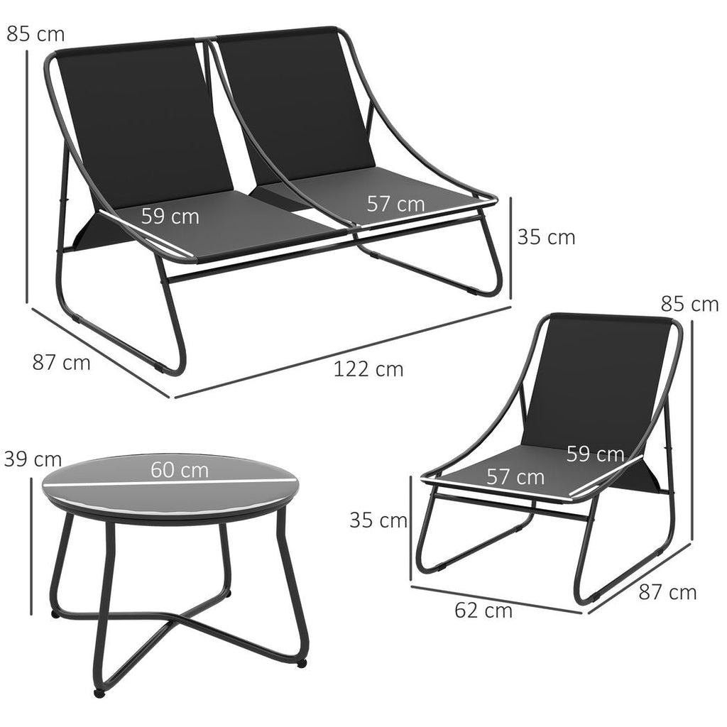 Outsunny 4 PC Garden Furniture Set with Loveseat, Chairs, Table
