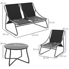 Outsunny 4 PC Garden Furniture Set with Loveseat, Chairs, Table