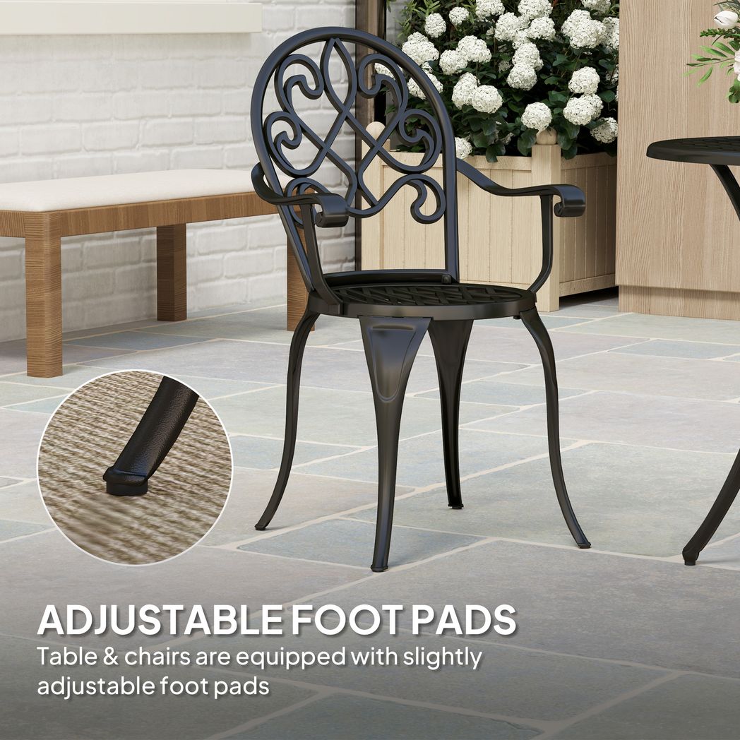 Outsunny 3PCs Bistro Set,  Aluminium Garden Table and Chairs