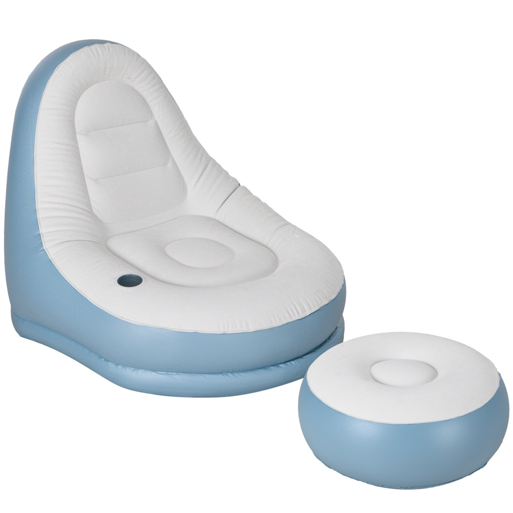 Outsunny Inflatable Chair and Footstool for Gaming, Reading, Watching