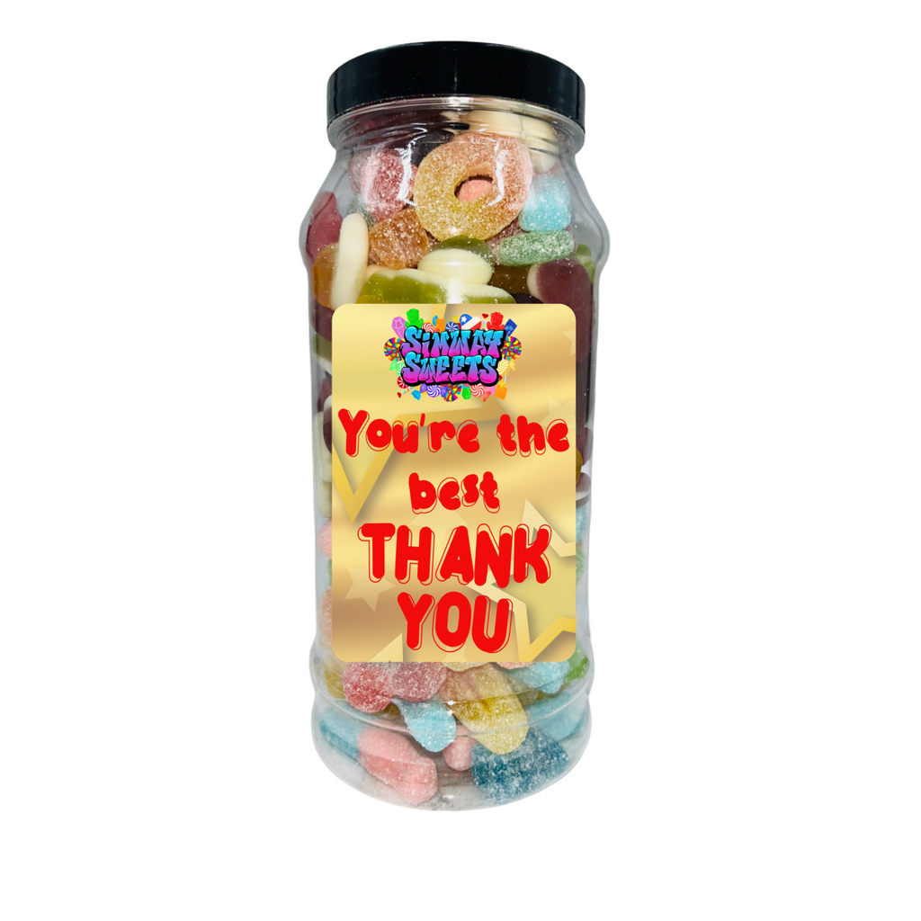 Simway Sweets 'You're The Best Thank You' Mix Sweet Gift Candy Jar - Choose Your Mix!