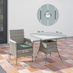 Outsunny Rattan Dining Set with Parasol Hole, Garden Table and Chairs