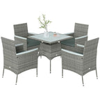 Outsunny Rattan Dining Set with Parasol Hole, Garden Table and Chairs