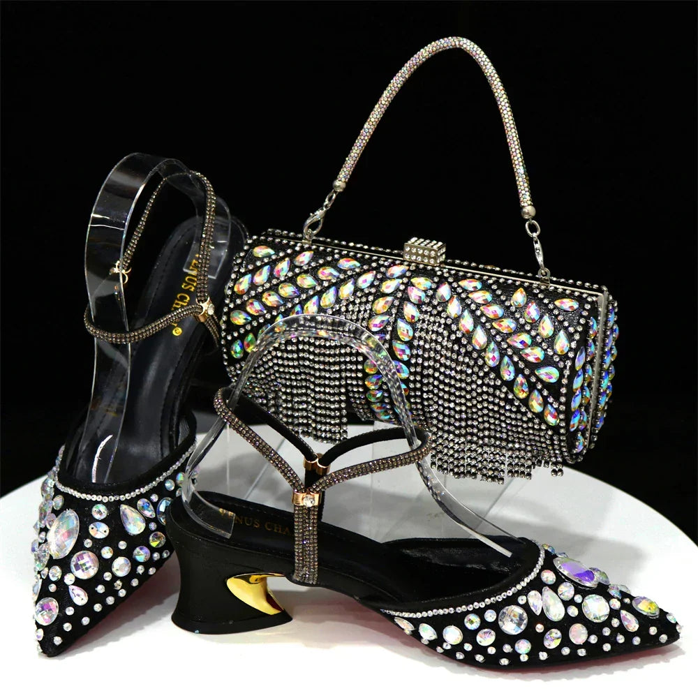 Italian Design Three-Dimensional Women's Bags And Ladies Heel Shoes