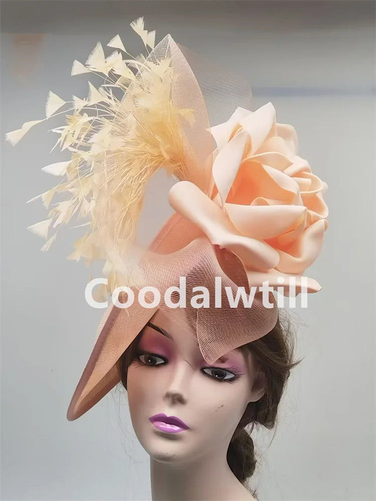 Big Flower Fascinator Derby Hat Women Party Dinner Headpiece Royal Ascot