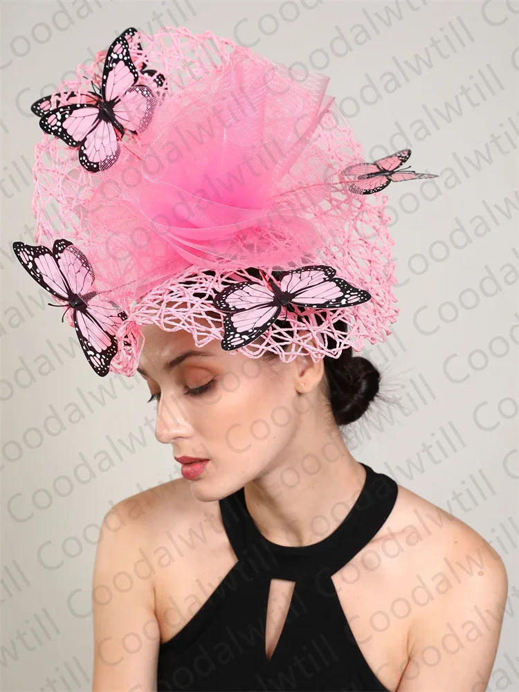 New Fascinator Wedding Headpiece Women Butterfly Headwear For Church Derby Hat
