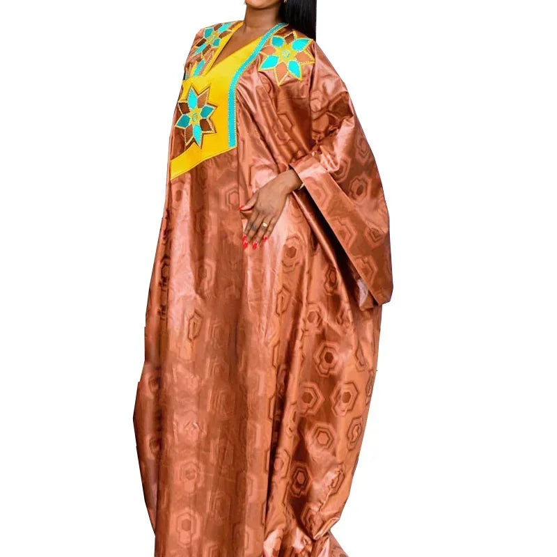 African Dress For Woman Plus Size Dress Bazin Riche Embroidery With Embroidery