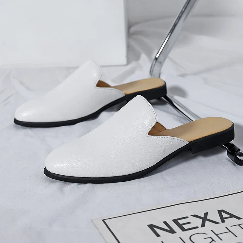 Men Half Breathable Leather Mules