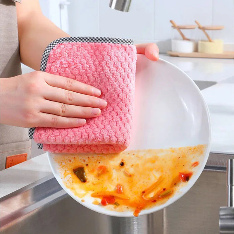 Coral Fleece Kitchen Cleaning Cloths - Soft & Highly Absorbent Towels