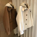 Winter Woolen Coat Women's High-end Feel Knitted Hooded Thickened Top Two-piece