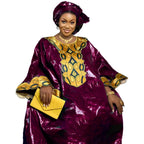 African Dresses For Women's Bazin Riche Embroidery Design Long Dress