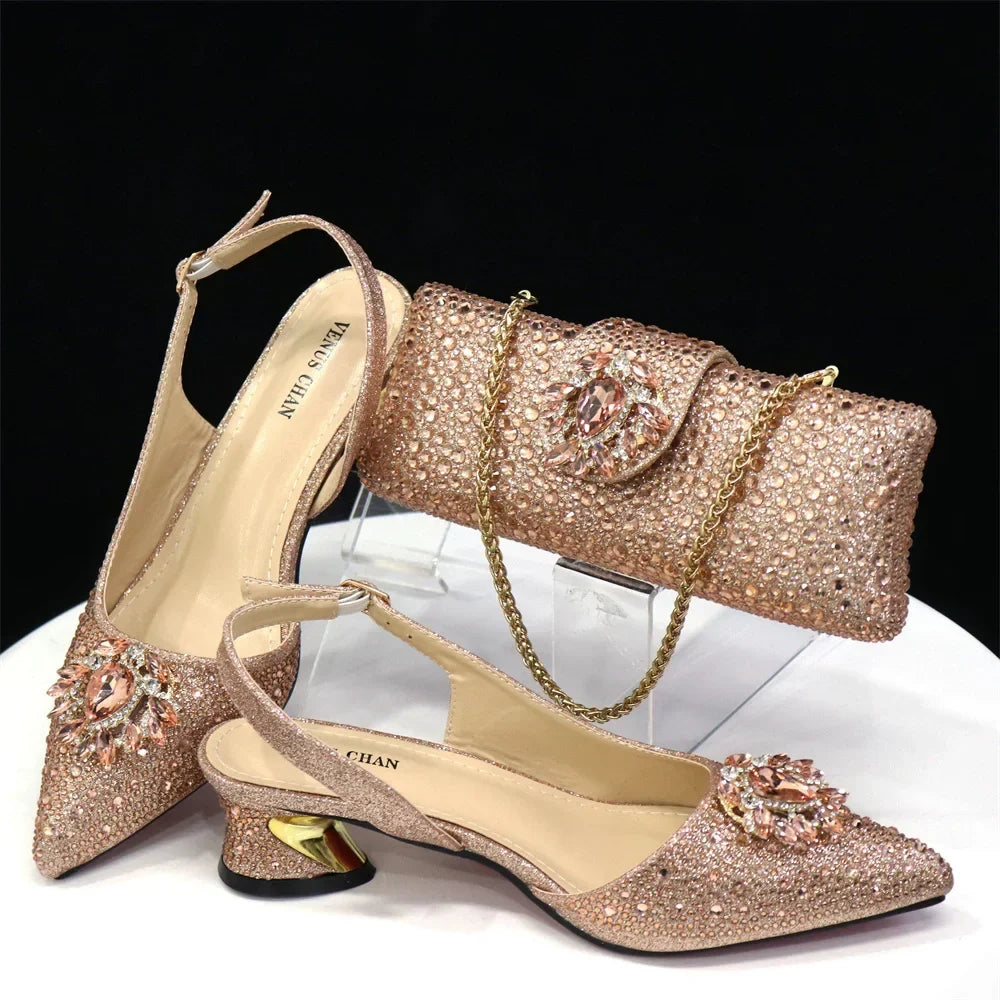 Italian Hollow Design Women's Shoes And Matching Bag