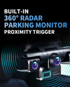 Car dash camera with advanced parking radar assistance