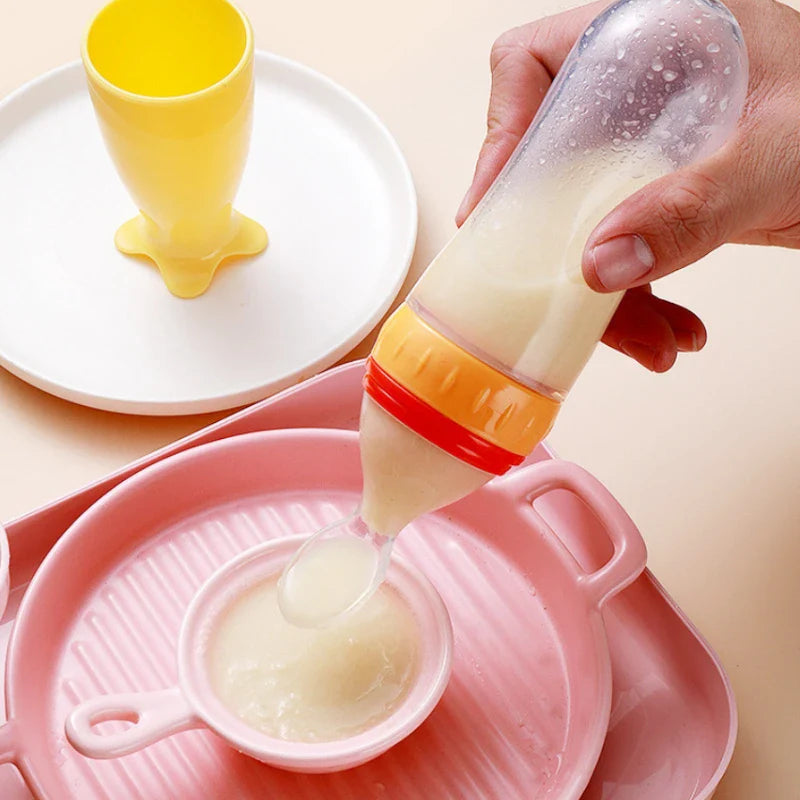 Zinezee Baby Feeding Bottle – Silicone Spoon Milk & Cereal Feeder