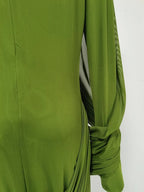 Women's Elegant Vintage Spliced Ribbon Turtleneck Long Sleeve Evening Maxi Dress