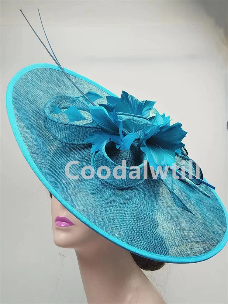 Royal Ascot Big Fascinator Hat Women Kentucky Derby Feather Large Hat