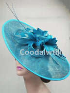 Royal Ascot Big Fascinator Hat Women Kentucky Derby Feather Large Hat
