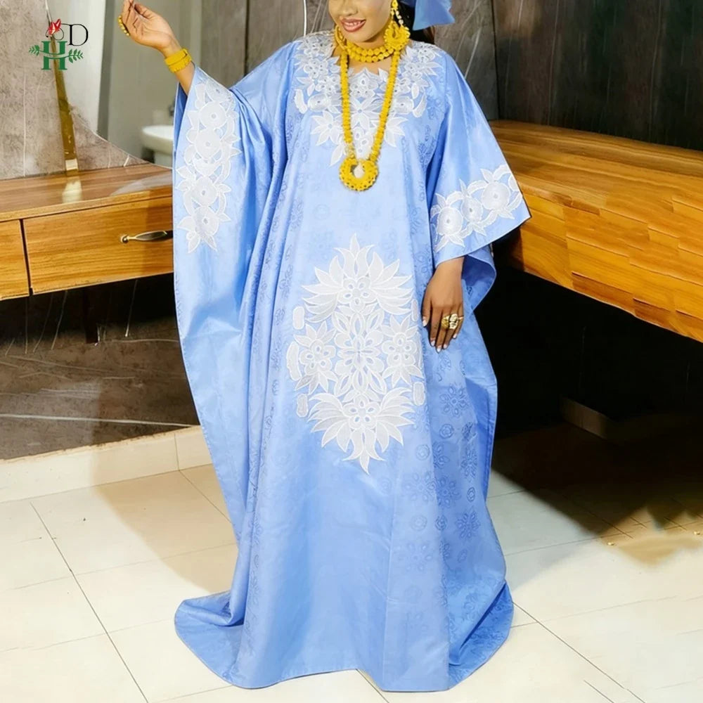 African dresses for women Kaftan Dress Embroidery Bazin Riche Wedding Party Plus Size
