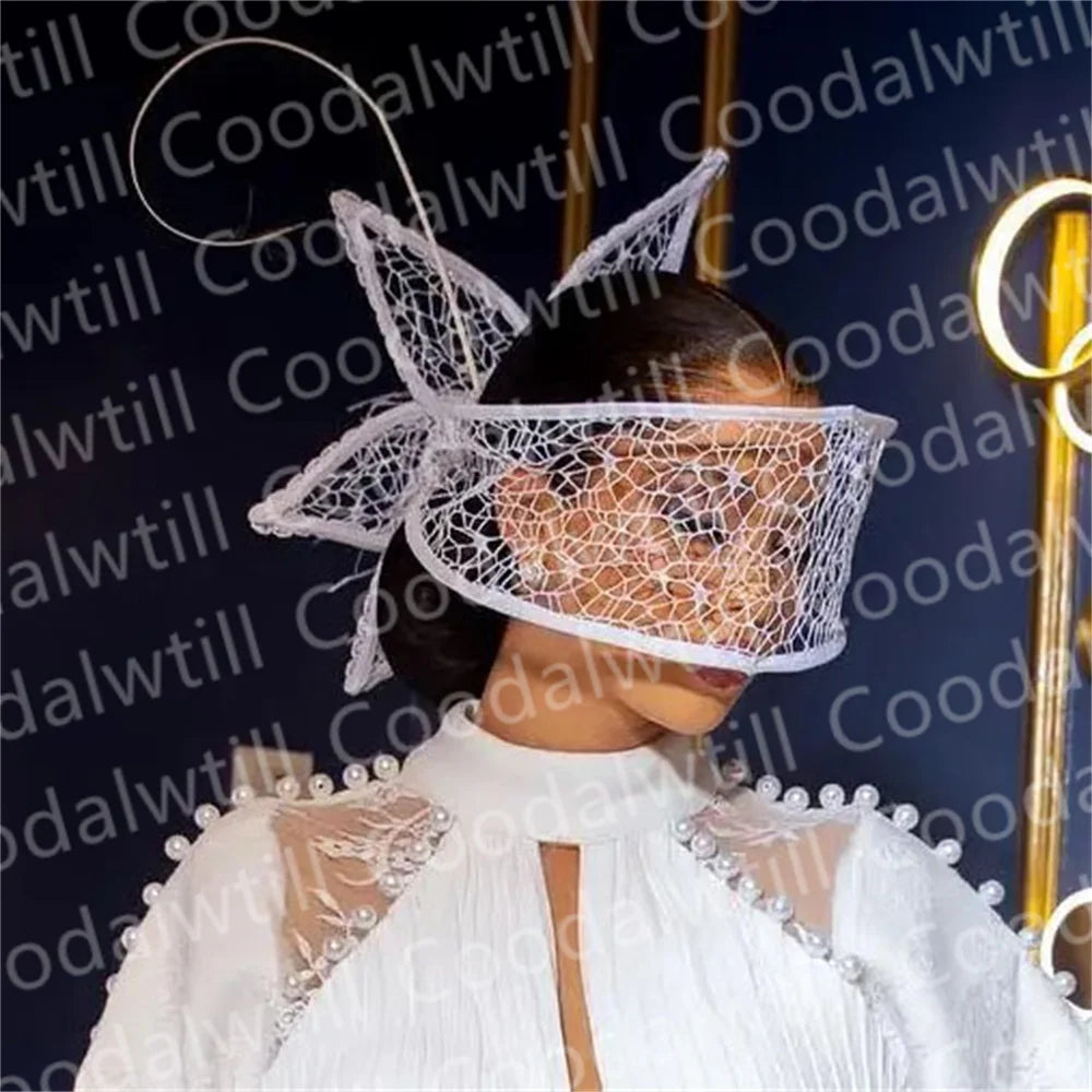 Veil White Wedding Fascinator Hat For Bride Women Mariage Headpiece Hair Clip Ladies Derby Party Tea Millinery Cap Femme Chapeau