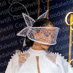 Veil White Wedding Fascinator Hat For Bride Women Mariage Headpiece Hair Clip Ladies Derby Party Tea Millinery Cap Femme Chapeau