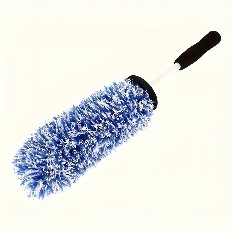 Car Wheel Cleaning Brush Plush Soft Bristle Rim & Tire Brush with Non-Slip Handle