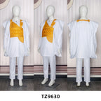 Family Matching African Wedding Outfits For Husband and Wife Bazin Riche Robes Custom Couple Dashiki Set Boy Kid white Dress