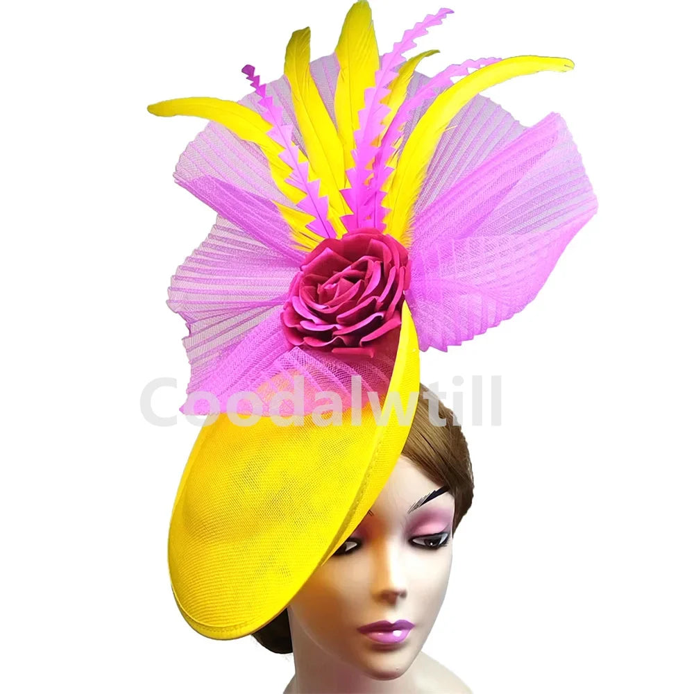 Elegant Flower Fascinator Pillbox Cap Wedding Women Fascinator Hat Headband
