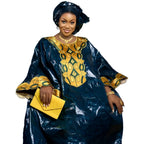 African Dresses For Women's Bazin Riche Embroidery Design Long Dress