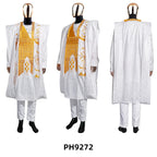 Family Matching African Wedding Outfits For Husband and Wife Bazin Riche Robes Custom Couple Dashiki Set Boy Kid white Dress
