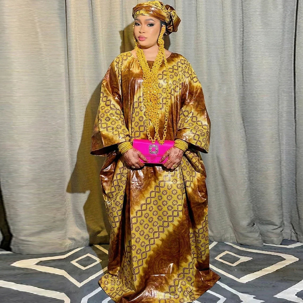 African Women Bazin Riche Boubou Dress Original Dashiki Clothing