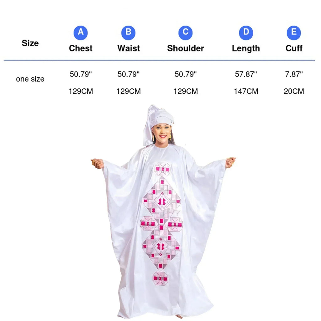 African Dress For Women's Plus Size Dress Bazin Riche Embroidery Floor Long Dress With Scarf